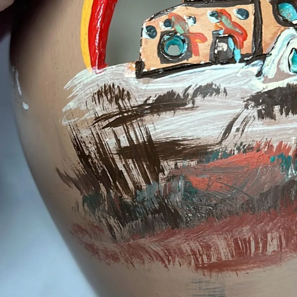 Handmade Hand Painted Vase From New Mexico‎ 1980